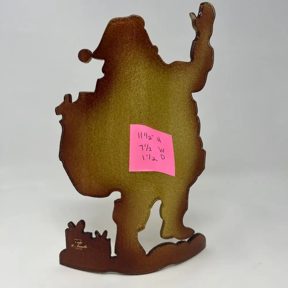 I Vetri Di Nennella Italy Art Glass Santa Claus Standing Tealight Luminary 11.5
